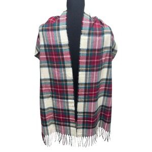 Mens 100% CASHMERE Made In SCOTLAND Royal Stewart Check Plaid Tartan Long Scarf